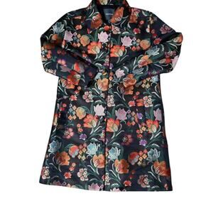 Modcloth Just Like We Always Talked About Brocode Car Coat Button Down Floral S